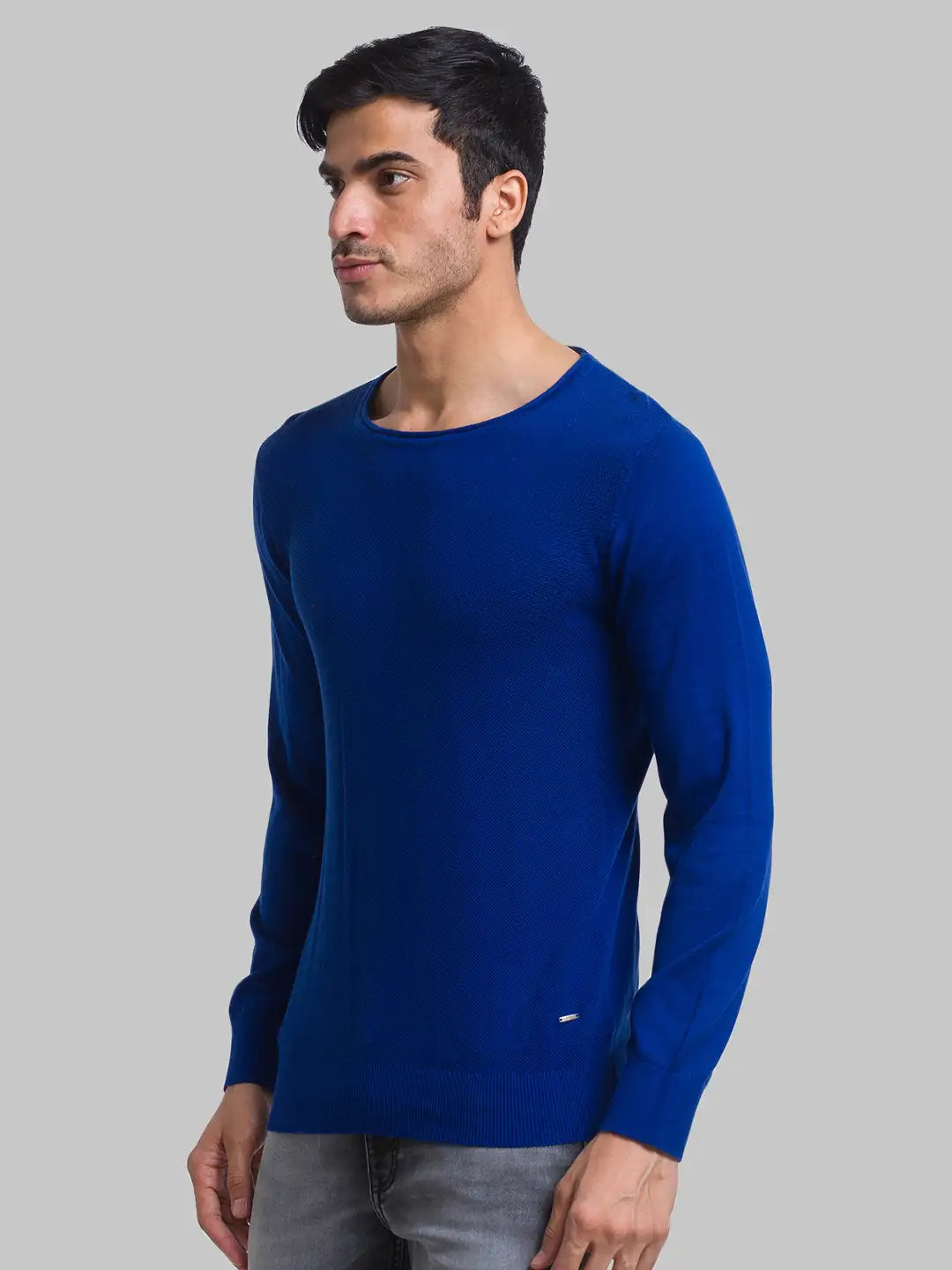 Men Regular Fit Light Grey Sweater