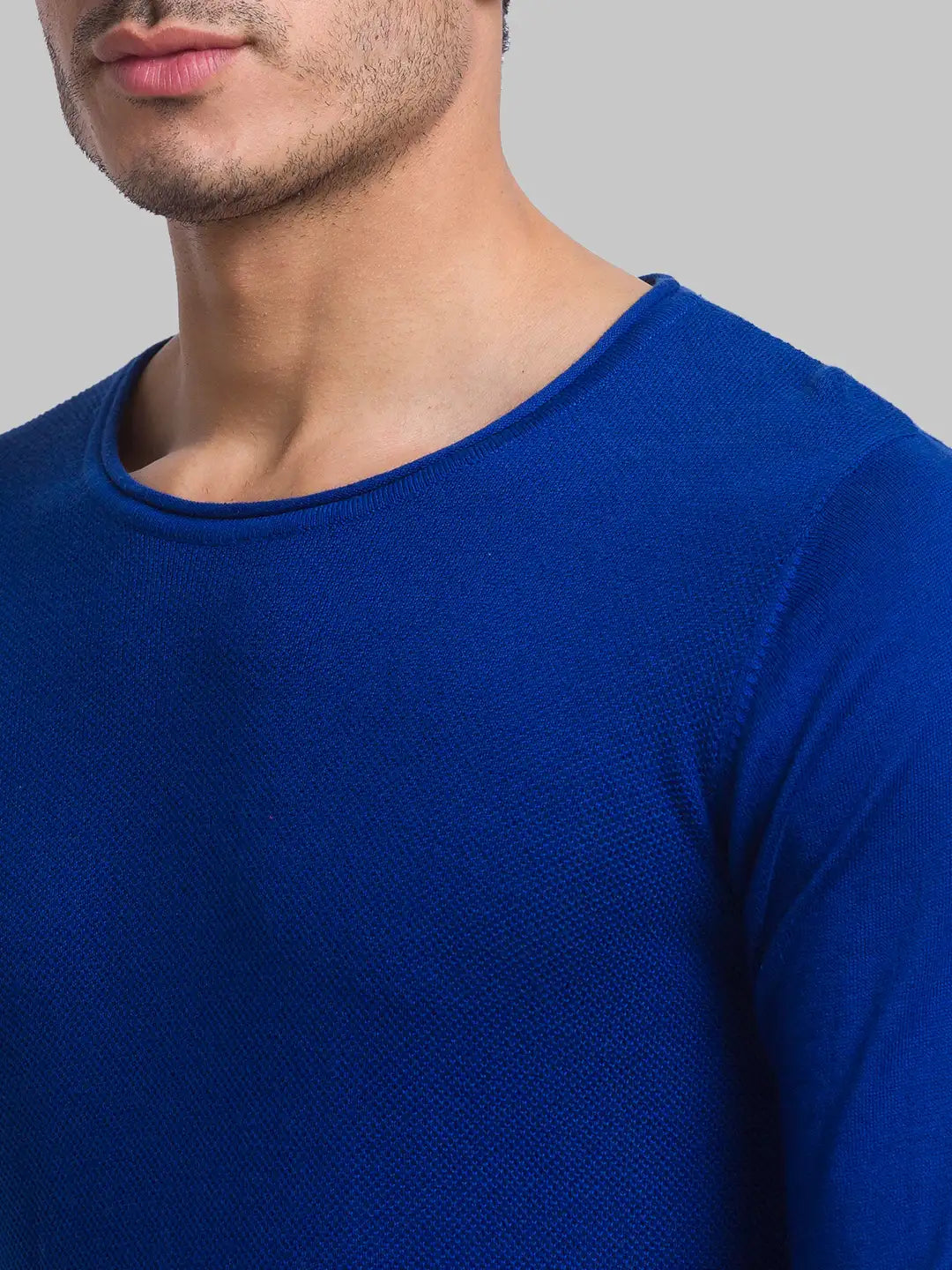 Men Regular Fit Light Grey Sweater