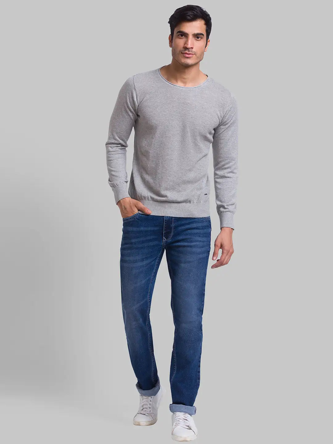 Men Regular Fit Black Sweater