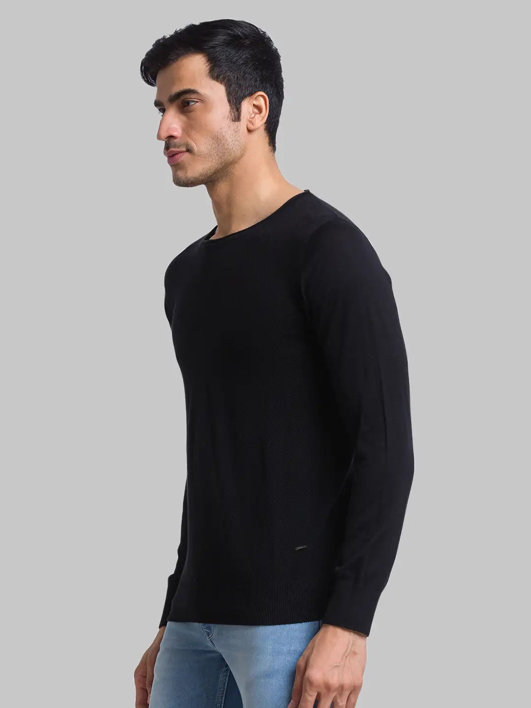 Men Regular Fit Black Sweater