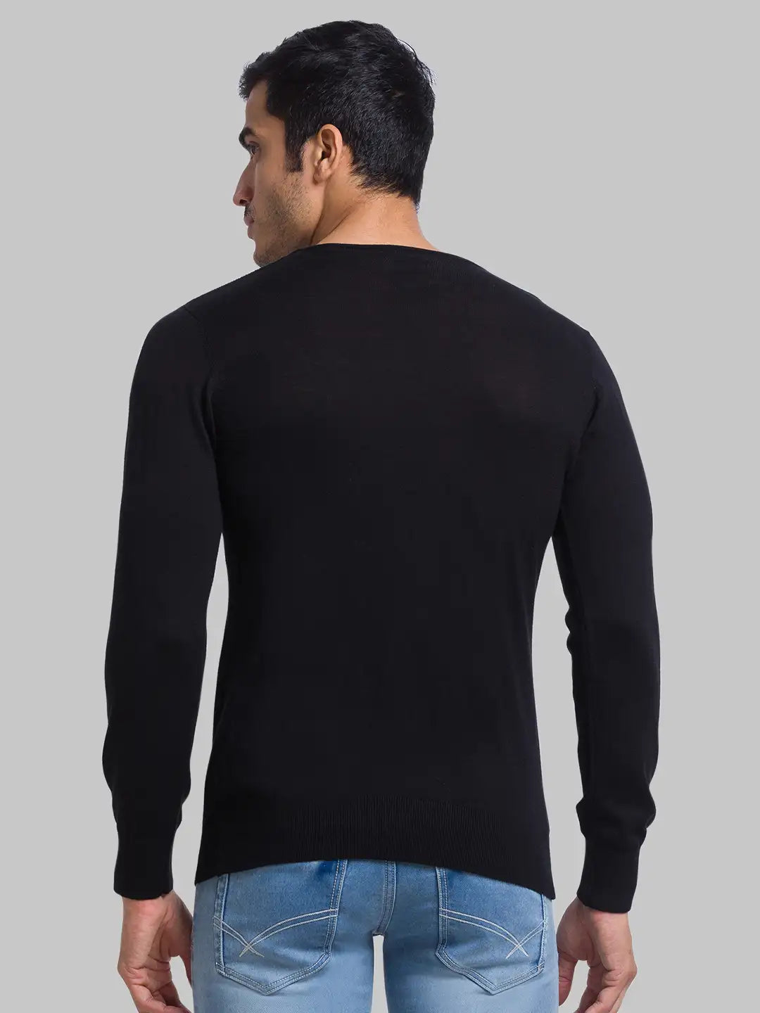 Men Regular Fit Black Sweater