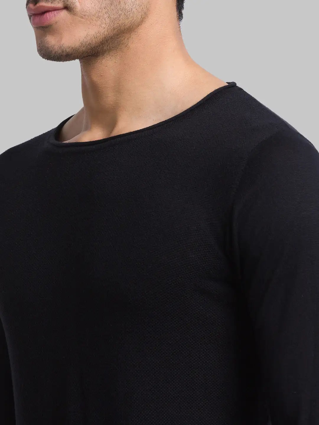 Men Regular Fit Black Sweater
