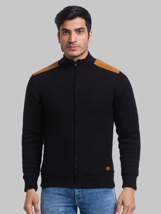Parx Men Blue Solid Acrylic Full Sleeve Jackets MyRaymond