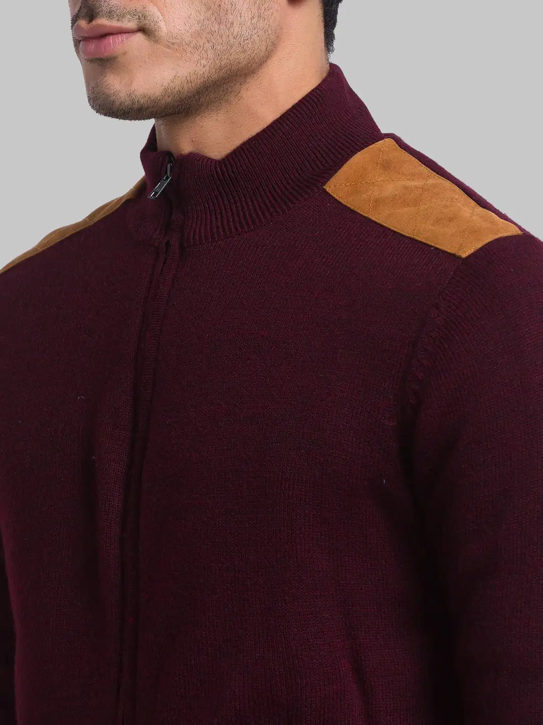 Men Regular Fit Grey Sweater