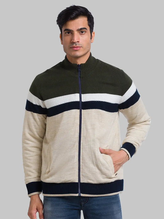 Men Regular Fit Blue Sweater