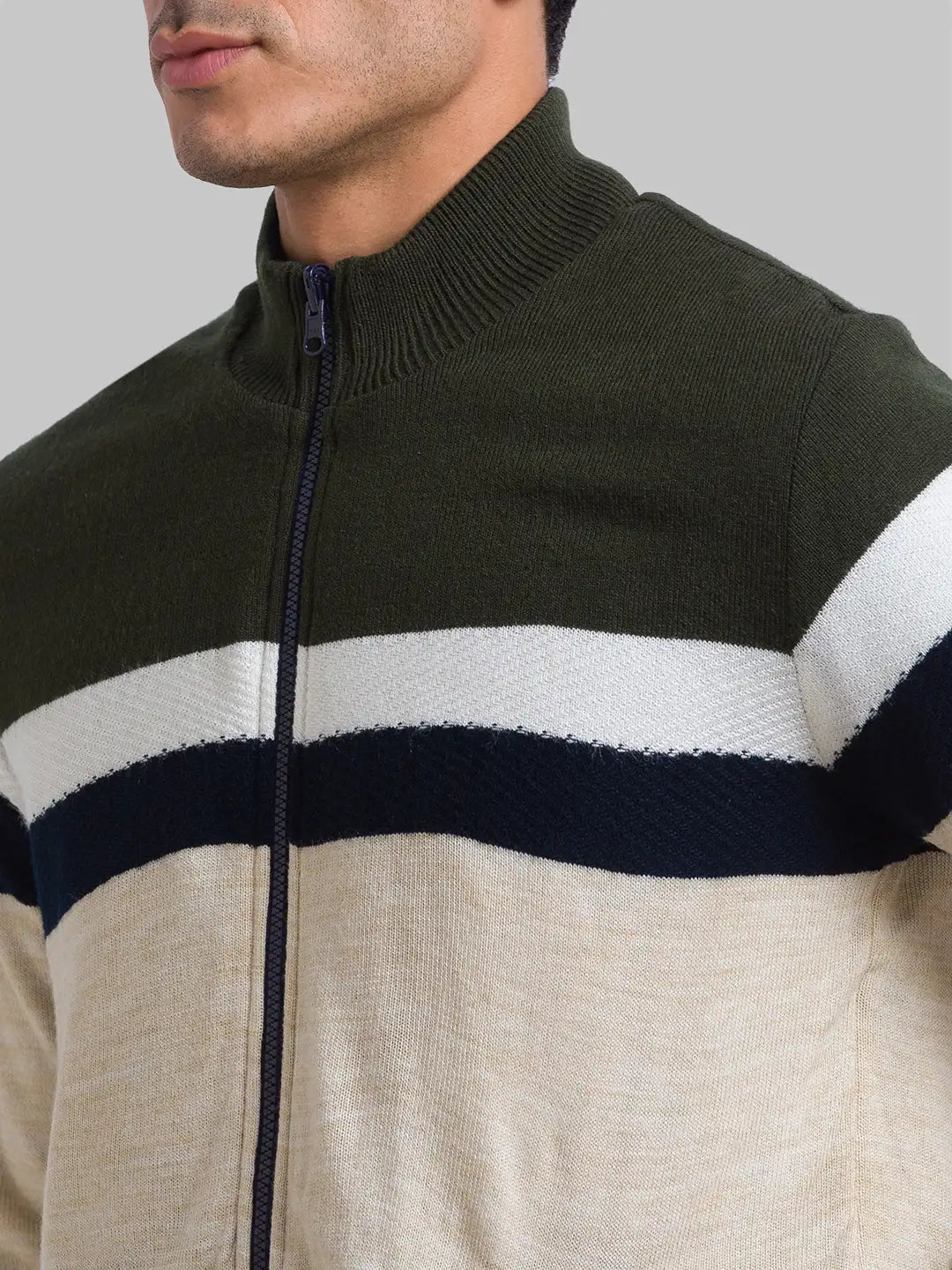 Men Regular Fit Blue Sweater