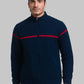 Men Regular Fit Blue Sweater