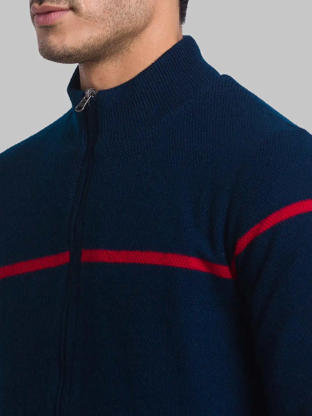 Men Regular Fit Blue Sweater