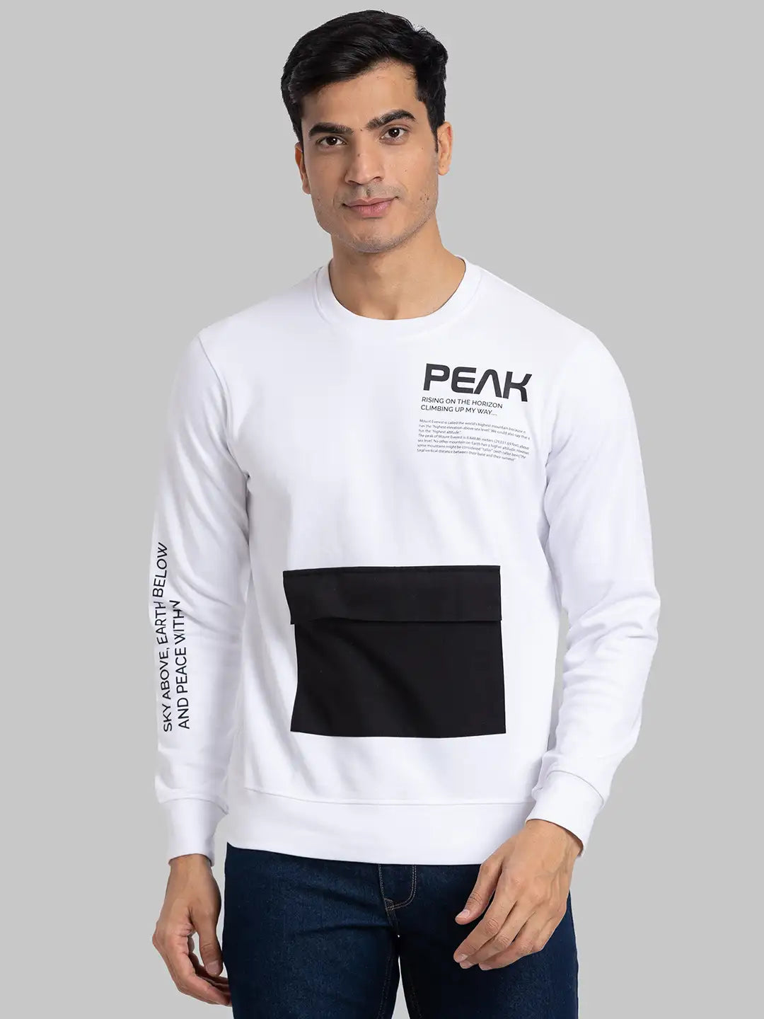 Men Blue Regular Fit Solid Cotton Blend Sweatshirts