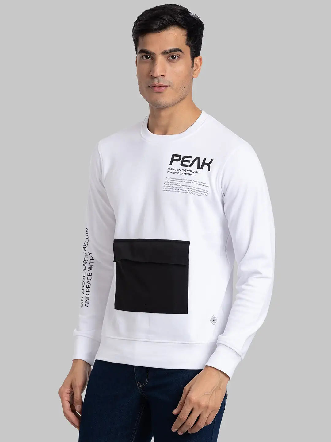 Men Blue Regular Fit Solid Cotton Blend Sweatshirts