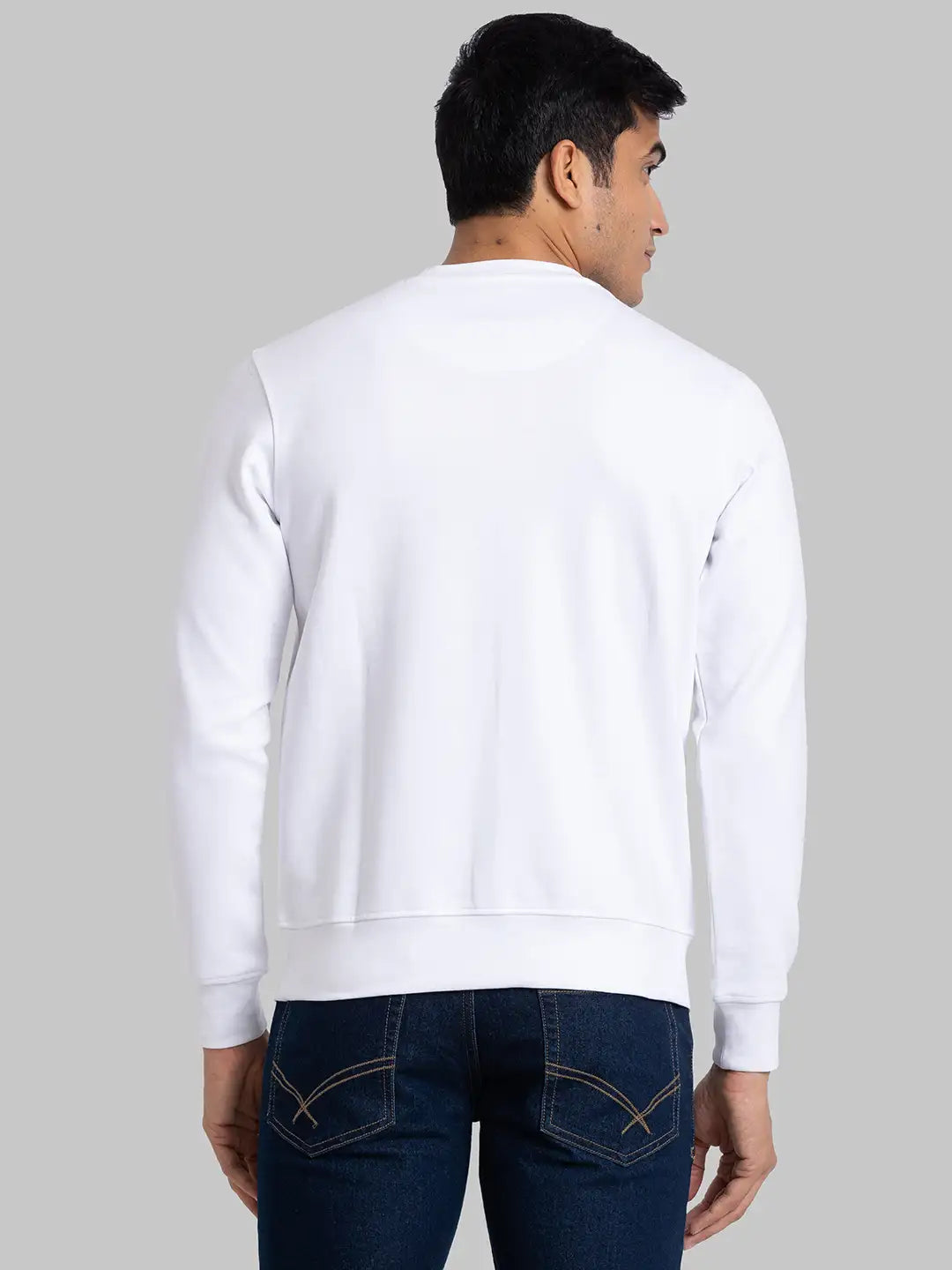 Men Blue Regular Fit Solid Cotton Blend Sweatshirts