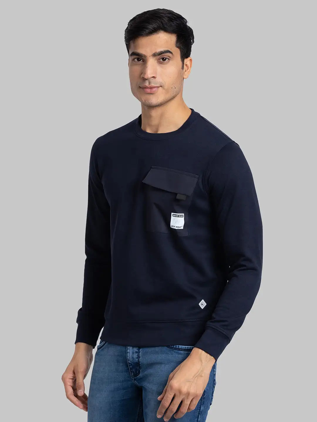 Men Green Regular Fit Solid Cotton Blend Sweatshirts