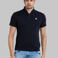 Men Blue Regular Fit Solid Cotton Blend T-Shirt