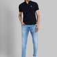 Men Blue Regular Fit Solid Cotton Blend T-Shirt