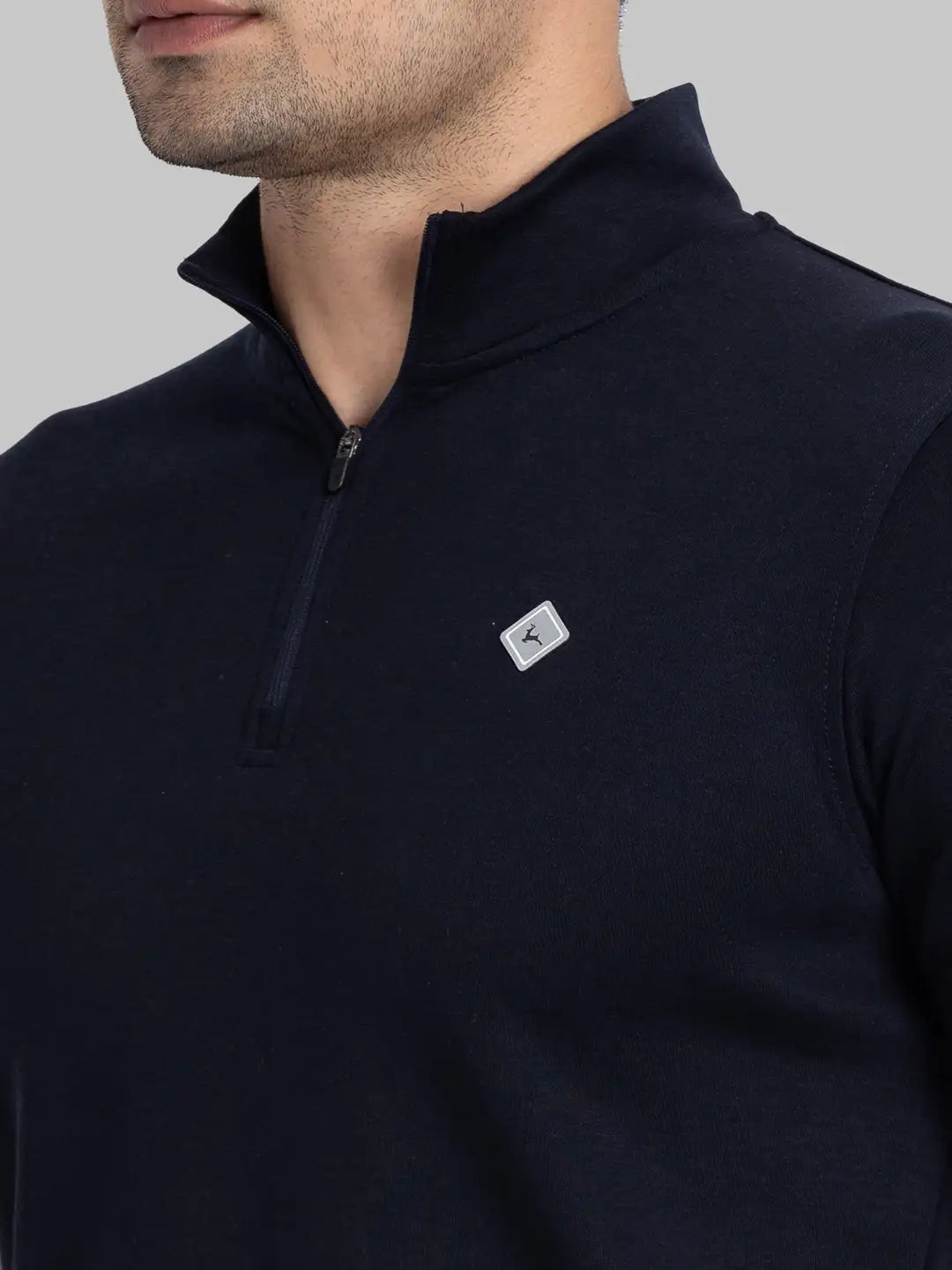 Men Blue Regular Fit Solid Cotton Blend T-Shirt
