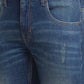 Men Blue Tapered Fit Warp Chambray Cotton Blend Jeans