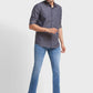 Men Blue Tapered Fit Warp Chambray Cotton Blend Jeans