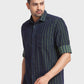 Men Green Tailored Fit Stripe Cotton Full Sleeve Shirts