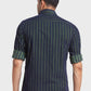 Men Green Tailored Fit Stripe Cotton Full Sleeve Shirts