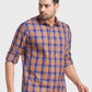 Men Yellow Tailored Fit Checks Cotton Full Sleeve Shirts