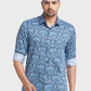 Men Blue Tailored Fit Print Cotton Full Sleeve Shirts