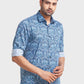Men Blue Tailored Fit Print Cotton Full Sleeve Shirts