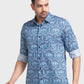 Men Blue Tailored Fit Print Cotton Full Sleeve Shirts