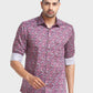 Men Red Tailored Fit Print Cotton Full Sleeve Shirts
