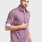 Men Red Tailored Fit Print Cotton Full Sleeve Shirts