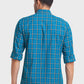 Men Petrol Tailored Fit Checks Cotton Blend Full Sleeve Shirts