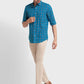 Men Petrol Tailored Fit Checks Cotton Blend Full Sleeve Shirts