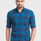 Men Petrol Tailored Fit Checks Cotton Full Sleeve Shirts