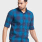 Men Petrol Tailored Fit Checks Cotton Full Sleeve Shirts