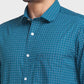 Men Petrol Tailored Fit Print Cotton Full Sleeve Shirts