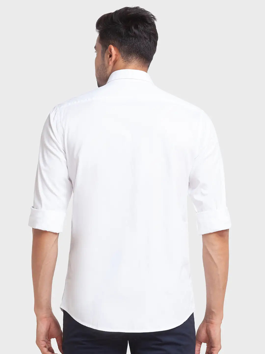 Men White Tailored Fit Solid Cotton Full Sleeve Shirts – MyRaymond