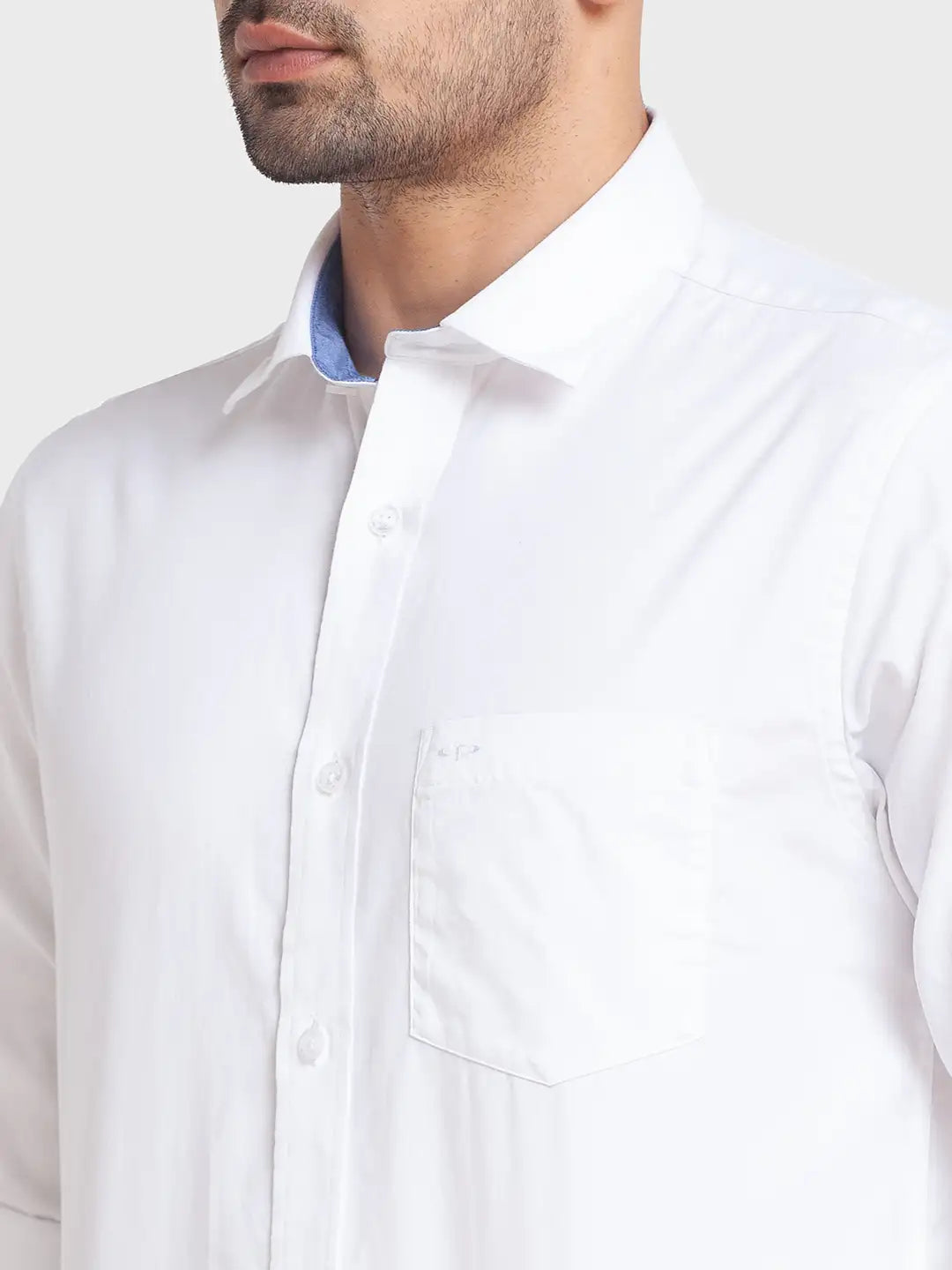 Men White Tailored Fit Solid Cotton Full Sleeve Shirts – MyRaymond