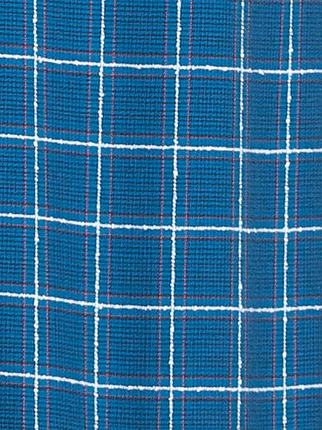 Men Blue Tailored Fit Checks Cotton Blend Full Sleeve Shirts