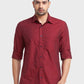 Men Red Tailored Fit Solid Cotton Full Sleeve Shirts
