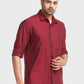 Men Red Tailored Fit Solid Cotton Full Sleeve Shirts