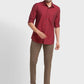 Men Red Tailored Fit Solid Cotton Full Sleeve Shirts