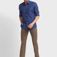 Men Green Contemporary Fit Solid Piece Dyed Cotton Blend Trouser