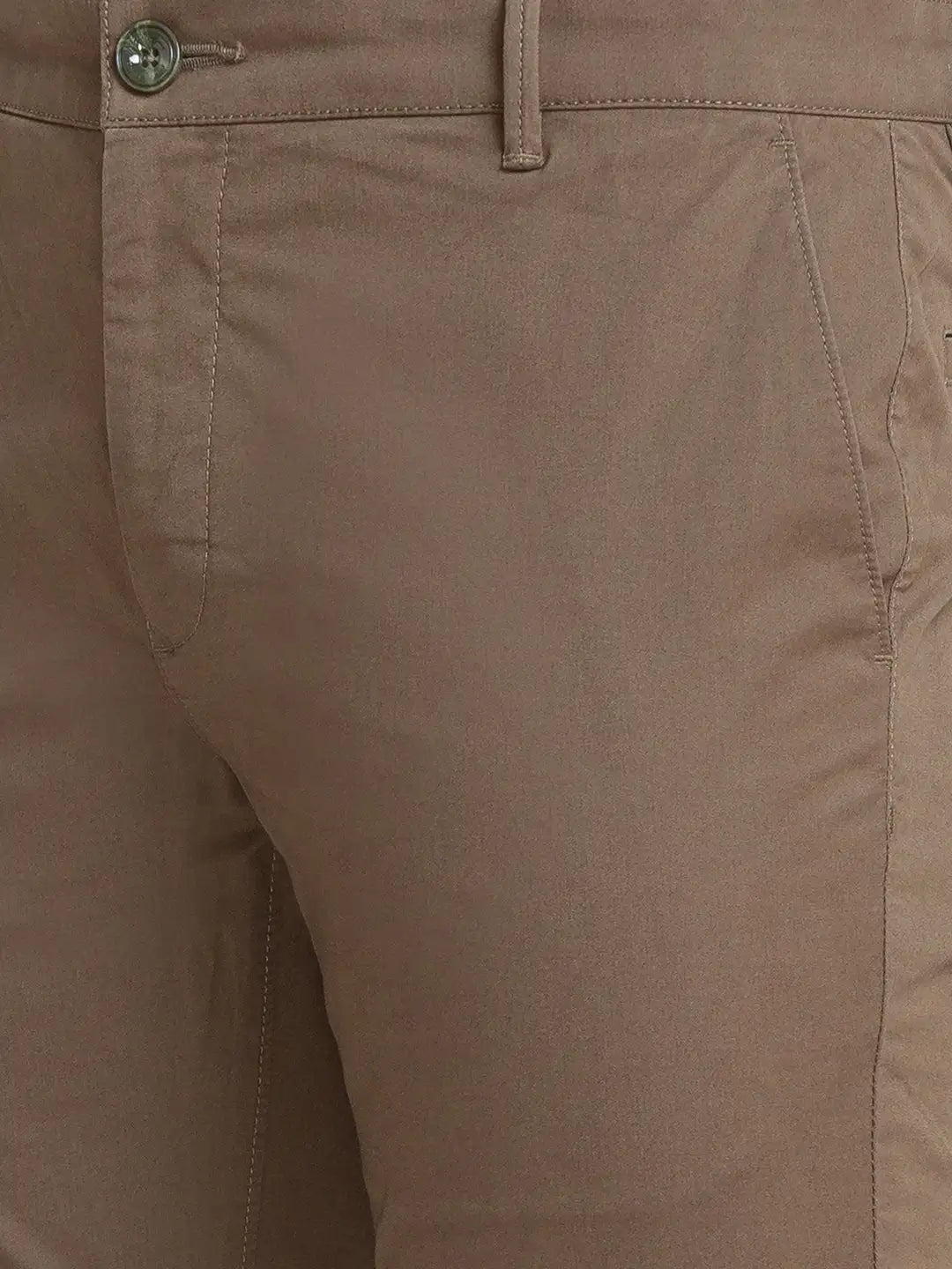 Men Green Contemporary Fit Solid Piece Dyed Cotton Blend Trouser