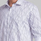 Men White Slim Fit Print Cotton Cut Away Collar Shirts