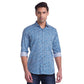 Men Blue Slim Fit Print Cotton Cut Away Collar Shirts