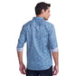 Men Blue Slim Fit Print Cotton Cut Away Collar Shirts