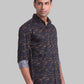 Men Yellow Slim Fit Print Cotton Cut Away Collar Shirts
