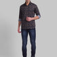 Men Yellow Slim Fit Print Cotton Cut Away Collar Shirts