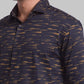 Men Yellow Slim Fit Print Cotton Cut Away Collar Shirts