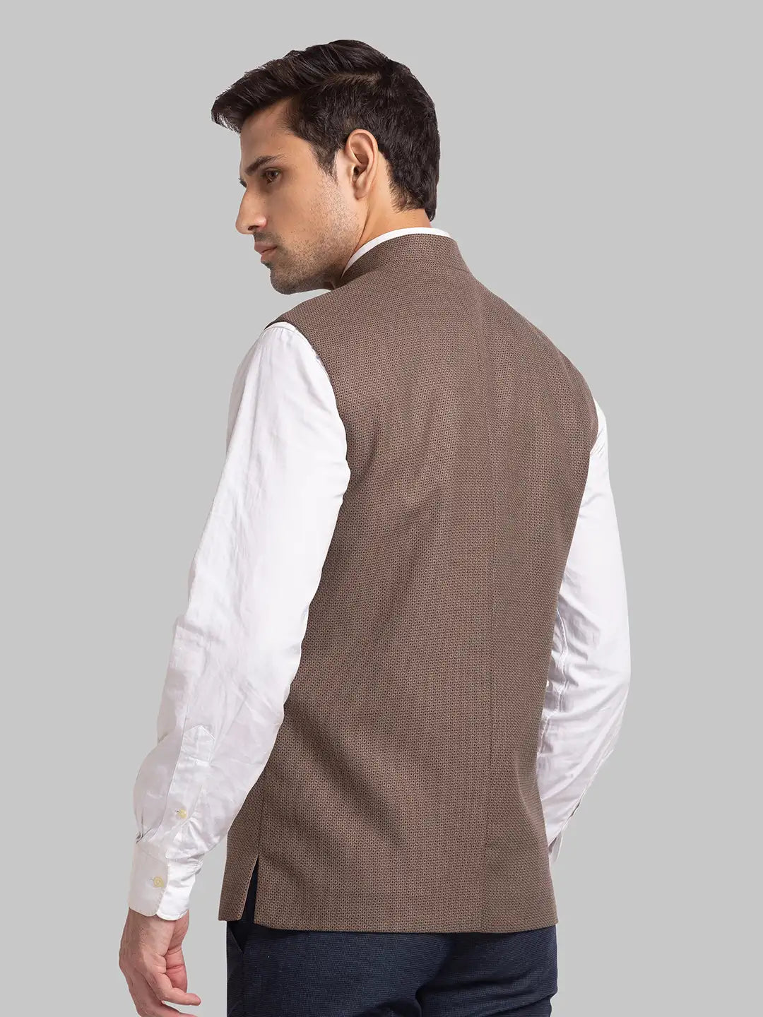 Men Brown Slim Fit Structure Polyester Blend Waist Coat – MyRaymond