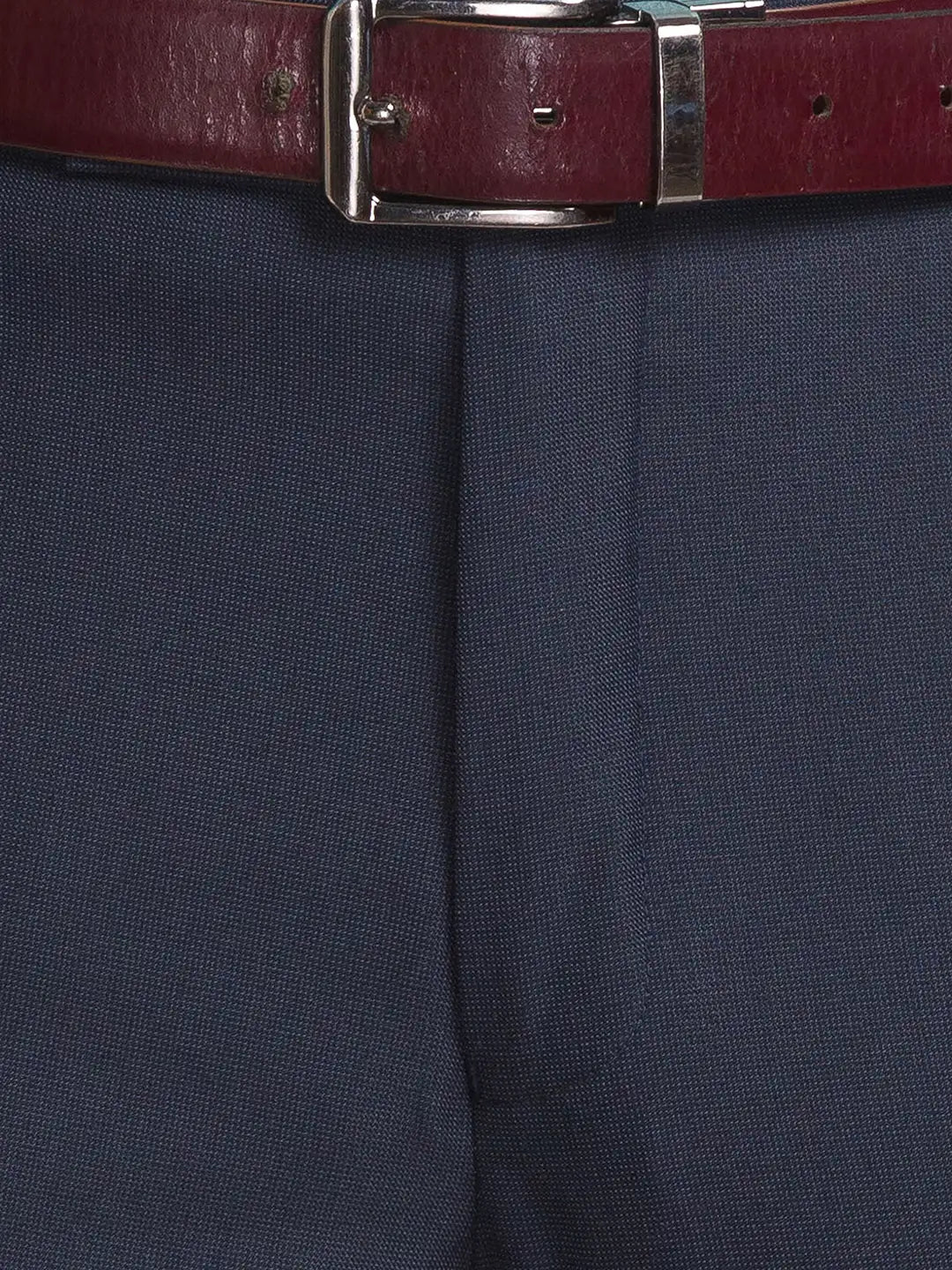 Men Blue Super Slim Fit Structure Polyester Blend Trouser
